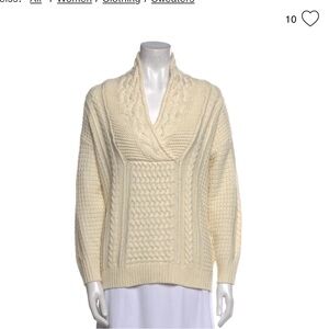 Reiss Cashmere Women's Cream Cable Knit Sweater (L)